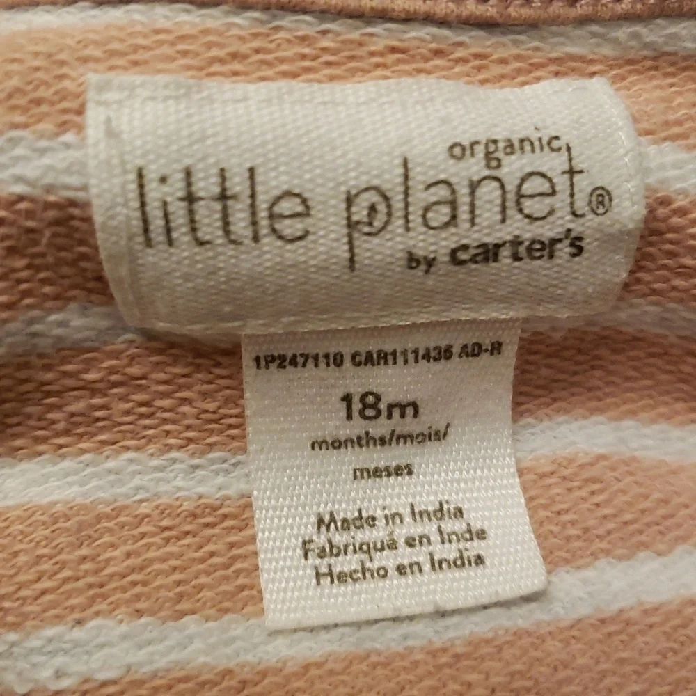 Organic Little Planet By Carter's Striped Sleeveless Baby Girl Romper Size 18m